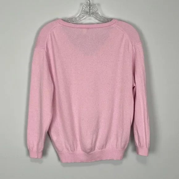 J Crew Womens Pink Cashmere Relaxed V Neck Sweater Heathered Peony size XXS - Picture 5 of 12